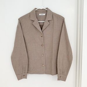 Mod Ref Blouse in Brown & White Grid Pattern